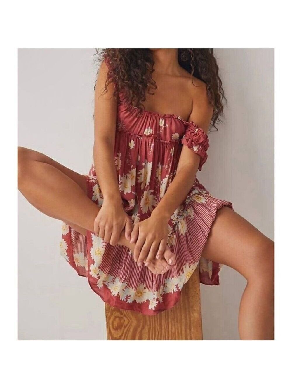 NWOT Free People Bali Wild Daisy Slip Dress S Floral Mini Dress